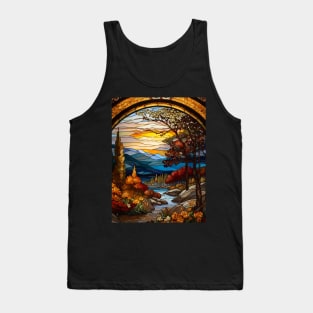 Stained Glass Window Of Autumn Scenery Tank Top